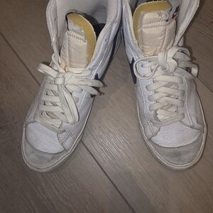 Nike White and Yellow High-Top Sneakers